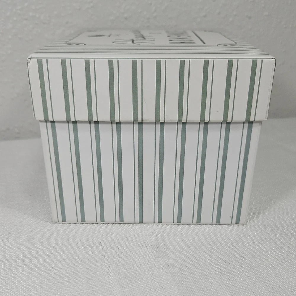 Happiness is Homemade White, Black & Sage Striped Decorative Box